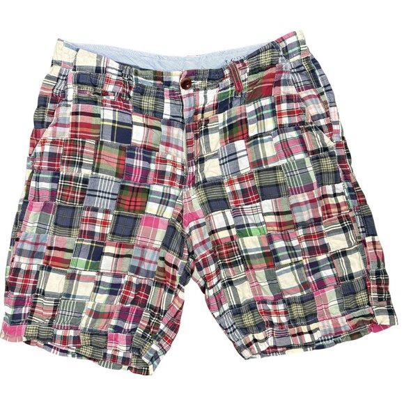 J Crew Madras Patchwork Plaid Colorful Field Shorts Men’s 30W Preppy Chinos